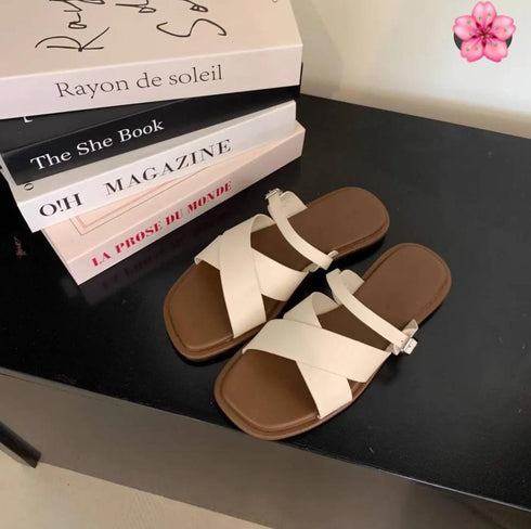 Criss Cross Strap Slid On Flat